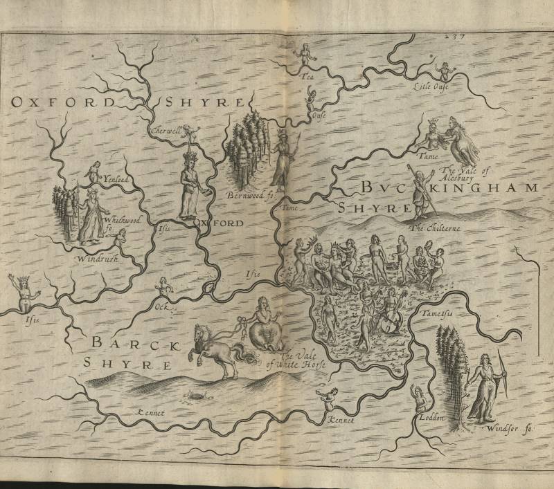 A map showing Oxford Shyre, Barck Shyre, and Buckingham Shyre.