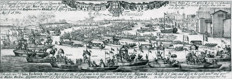 An engraving depicting boats on the River Thames.